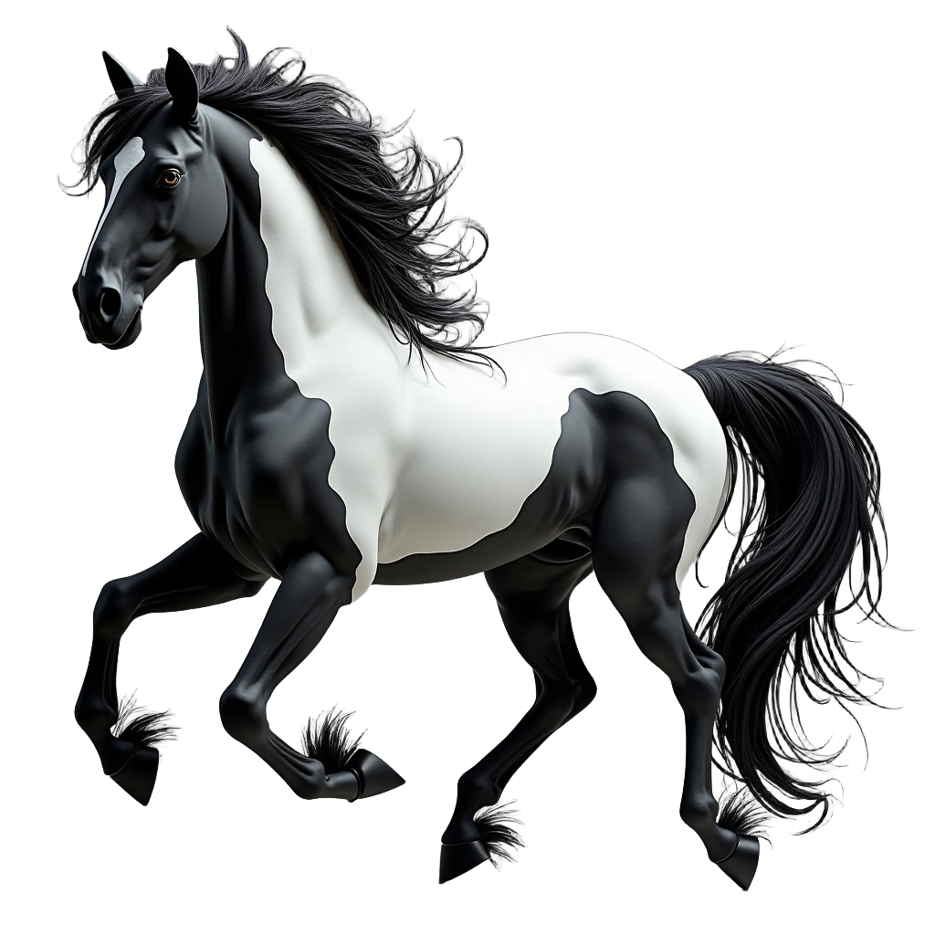 Majestic Black and White Horse